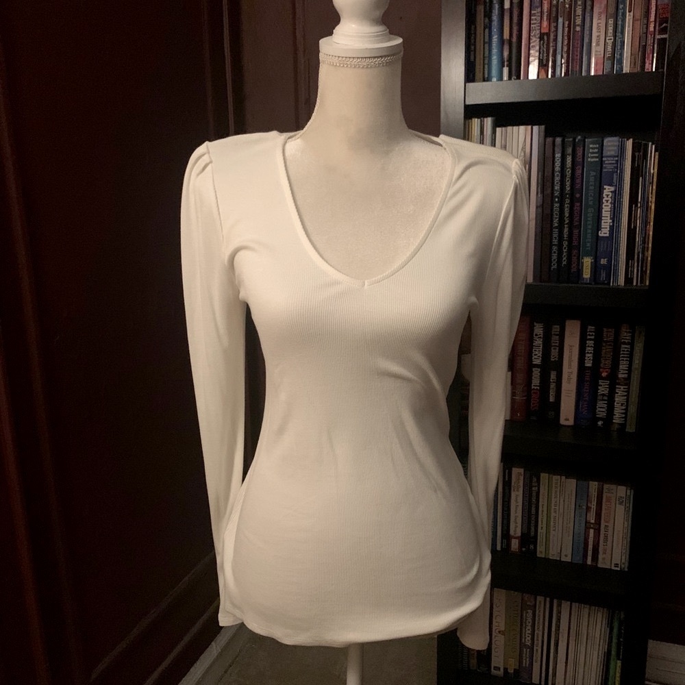 Off White, Express, Rayon, Spandex, V-Neck Top